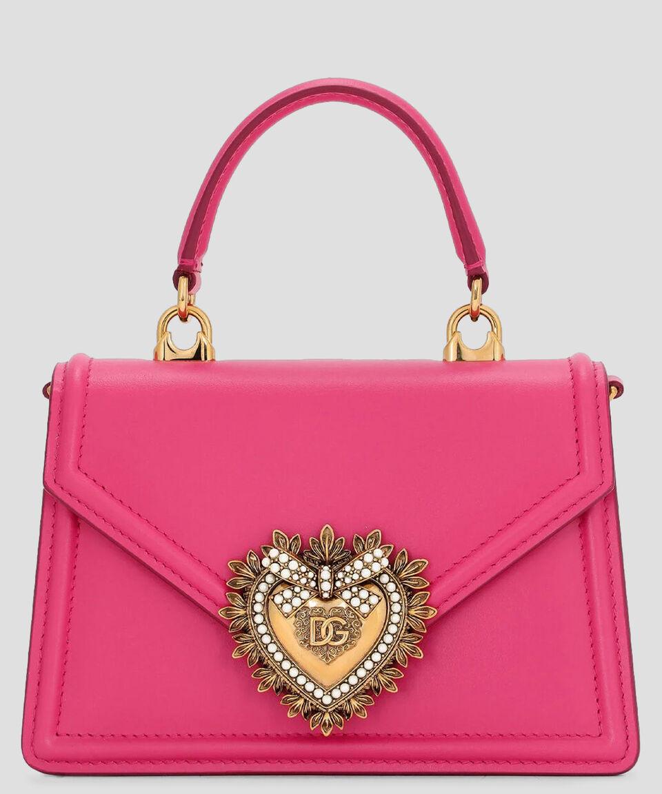 DOLCE & GABBANA Bolso shoulder rosa en piel Devotion Mujer
