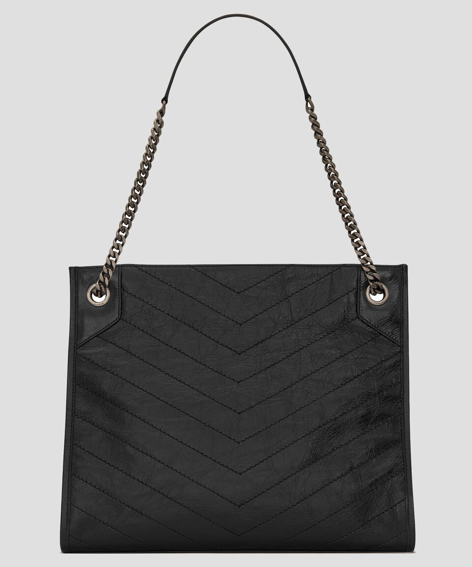 Saint Laurent Paris Bolso Tote Niki En Piel Negro Capitonado Mujer