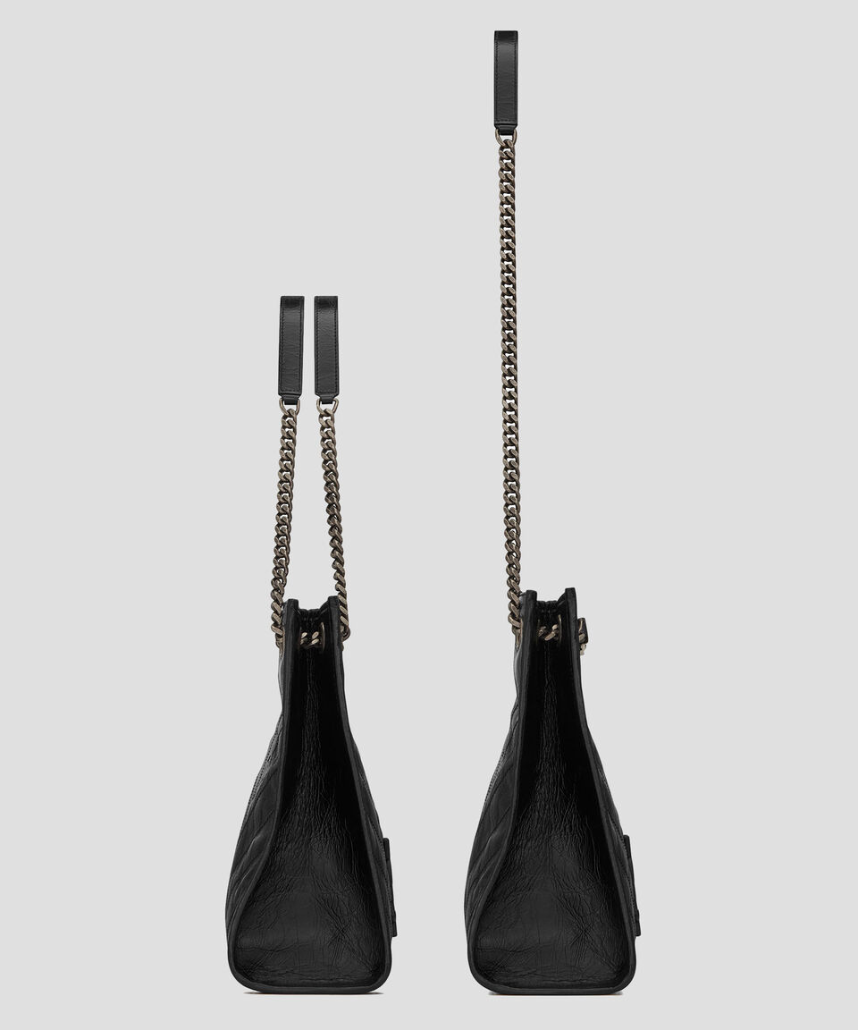 Saint Laurent Paris Bolso Tote Niki En Piel Negro Capitonado Mujer