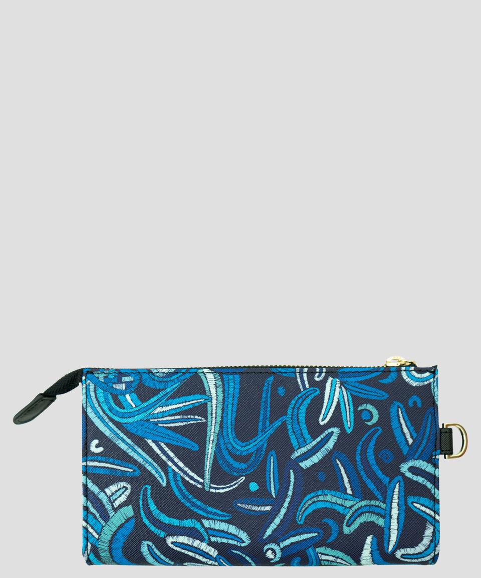 Pineda Covalin Bolso Wristlet Azul Marino Quetzalcóatl Estampado Mujer