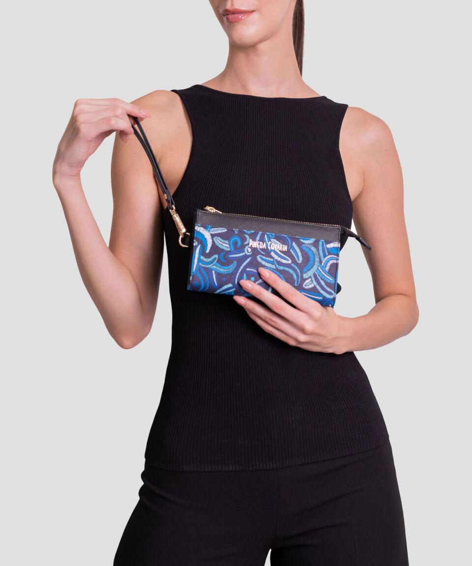 Pineda Covalin Bolso Wristlet Azul Marino Quetzalcóatl Estampado Mujer