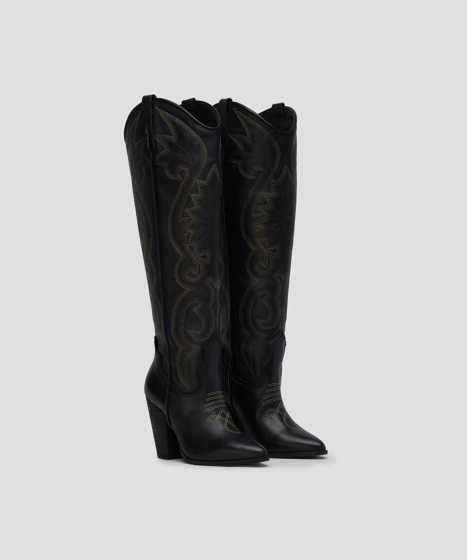 Steve Madden Botas Largas Lasso En Piel Con Tacón Alto De Media Luna Mujer