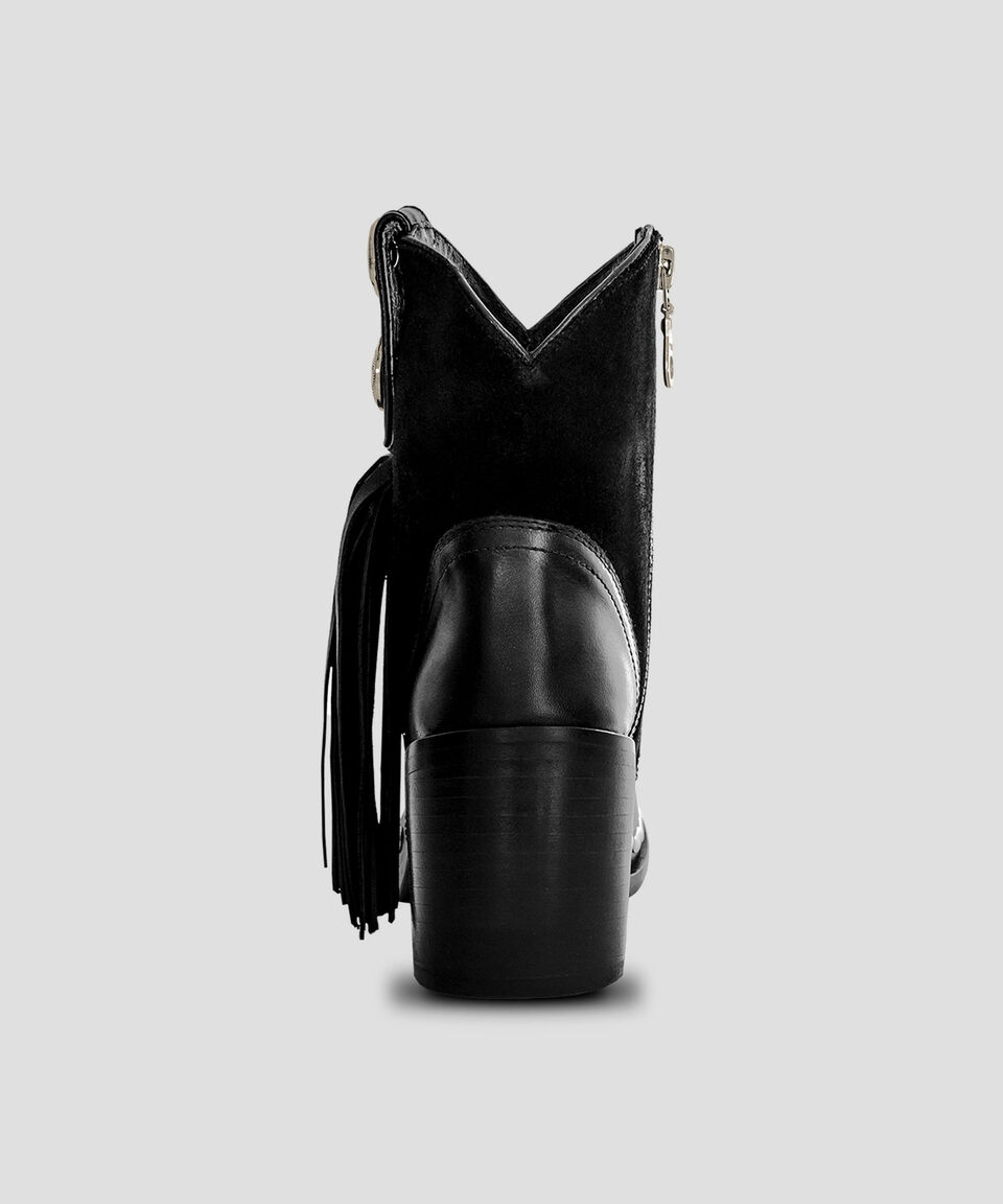 Bala Di Gala Botines Vaqueros En Piel Con Tacón Medio Ancho Mujer