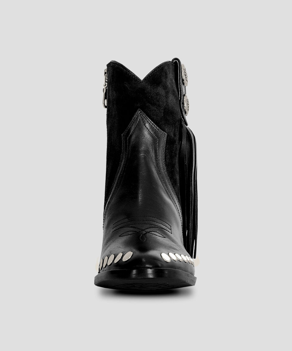 Bala Di Gala Botines Vaqueros En Piel Con Tacón Medio Ancho Mujer