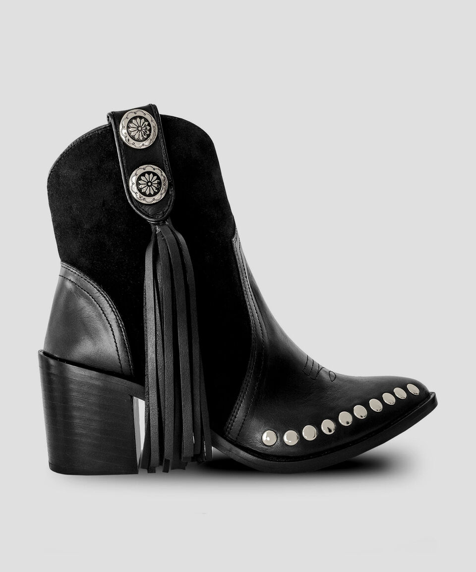 Bala Di Gala Botines vaqueros en piel con tacón medio ancho Mujer