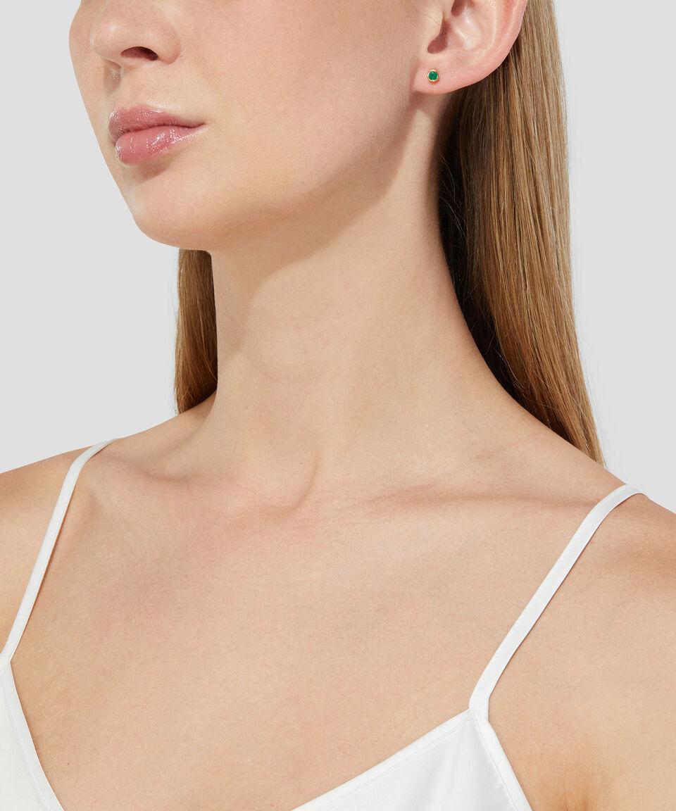 Eugenia Broqueles En Oro Amarillo De 18 Kilates Con Esmeralda Mujer