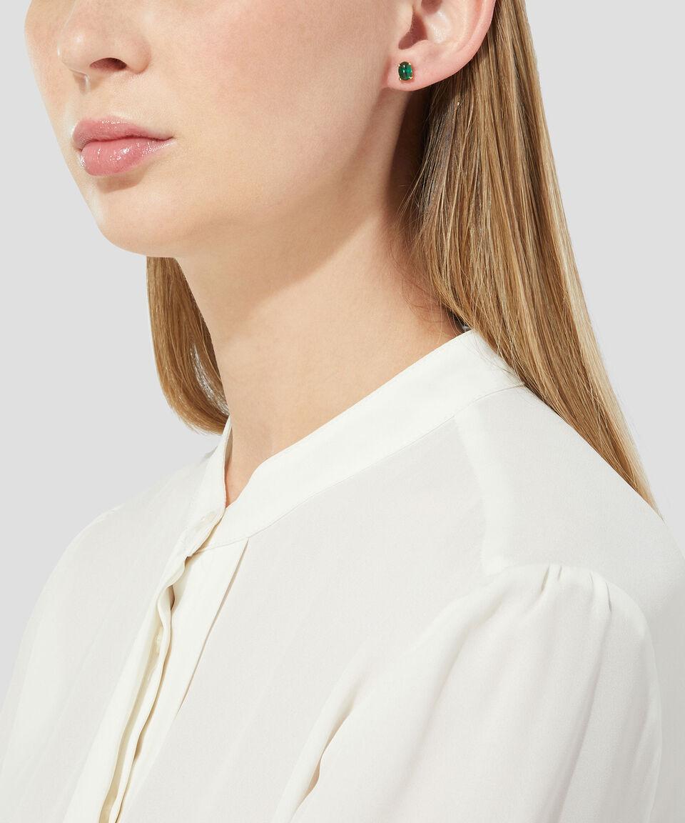 Eugenia Broqueles En Oro Amarillo De 18 Kilates Con Esmeralda Mujer