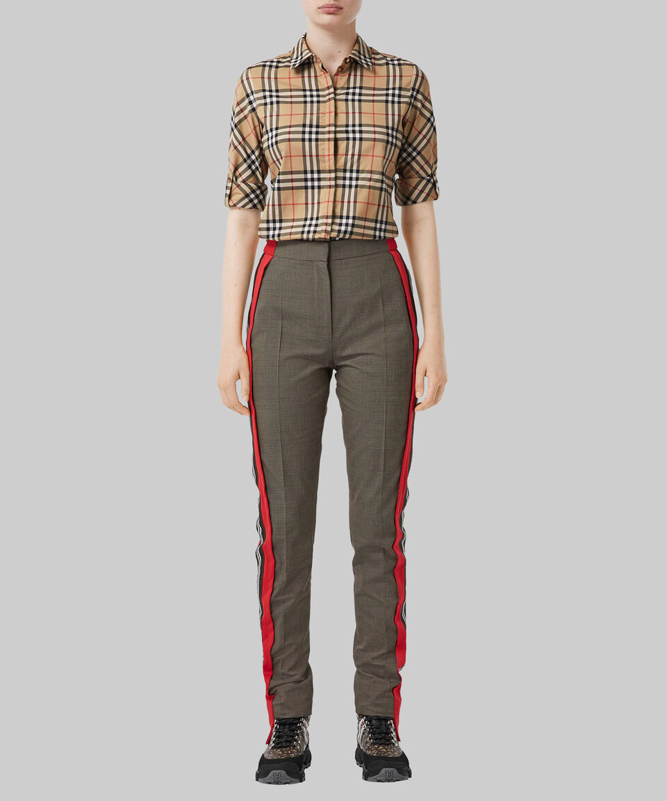 Burberry Camisa De Cuadros Con Manga Larga Mujer