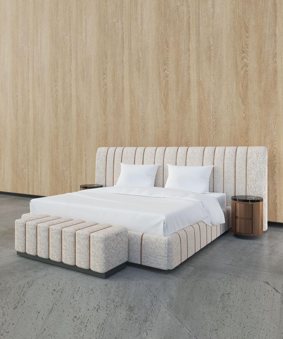 The MAAD Collection Cama King Size Alan En Tela Beige