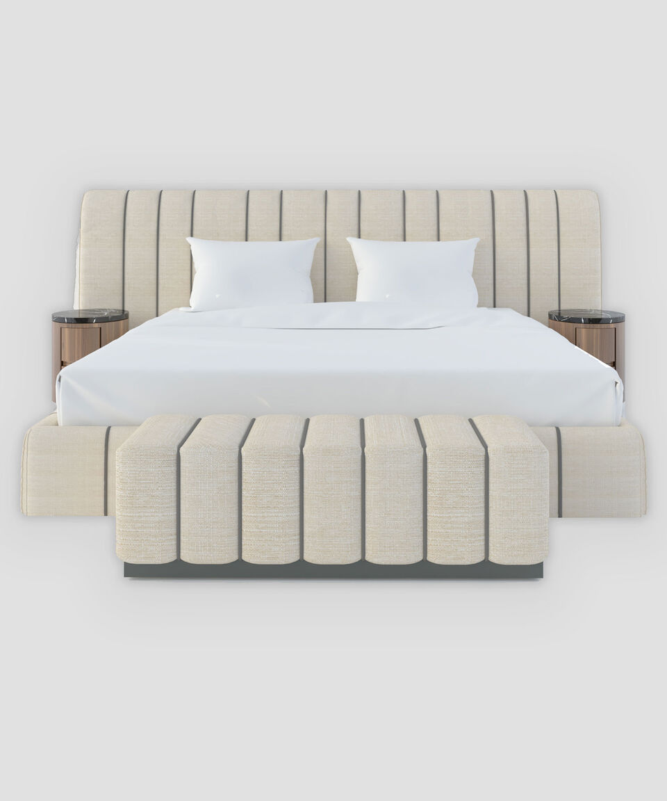 The MAAD Collection Cama King Size Alan En Tela Beige