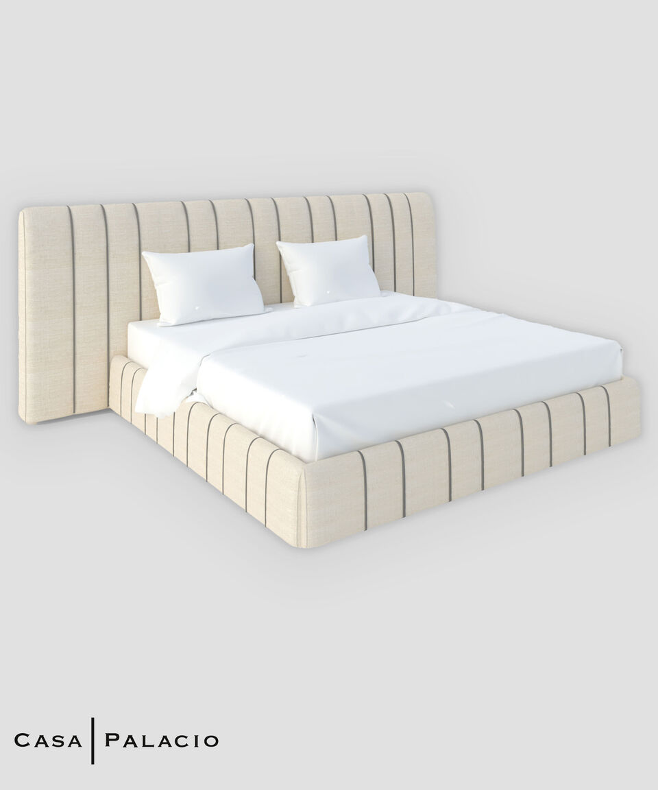The MAAD Collection Cama King Size Alan en tela beige
