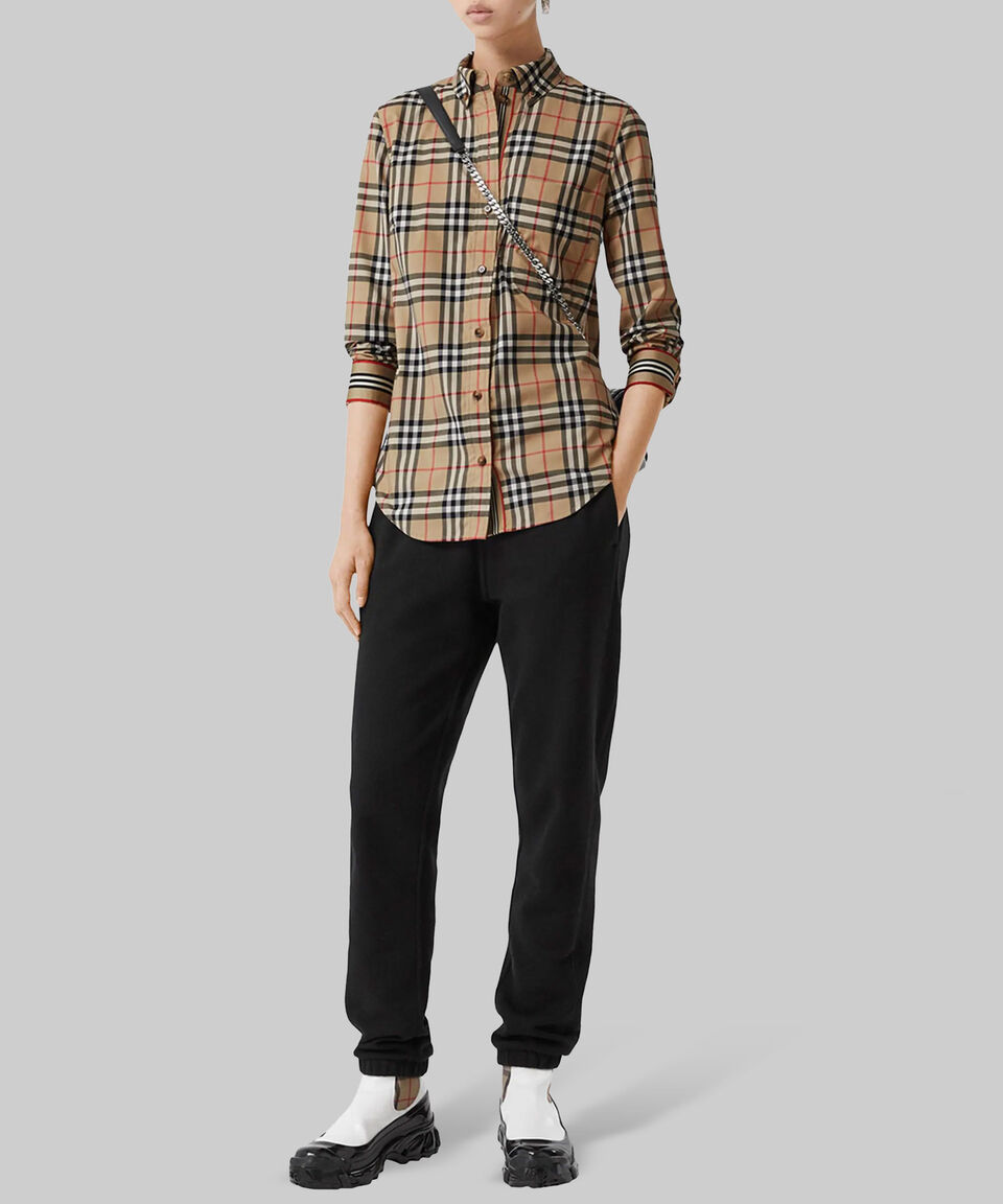 Burberry Camisa Con Cuadros Vintage Checks Manga Larga Mujer
