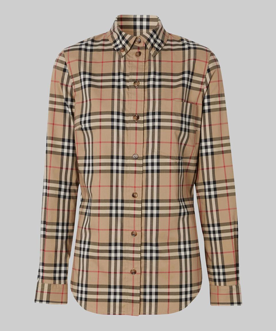 Burberry Camisa Con Cuadros Vintage Checks Manga Larga Mujer