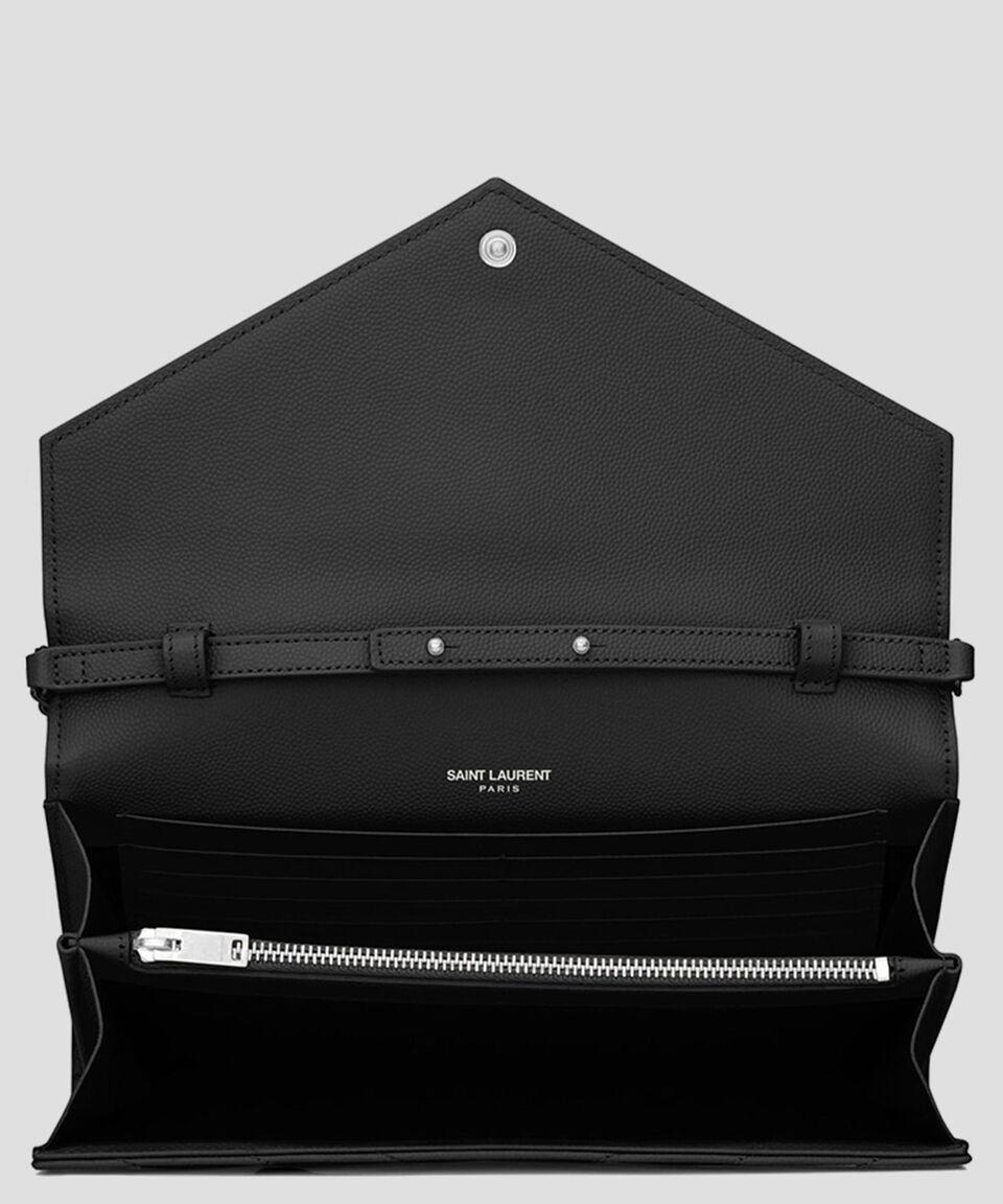 Saint Laurent Paris Cartera En Piel Con Líneas Mujer