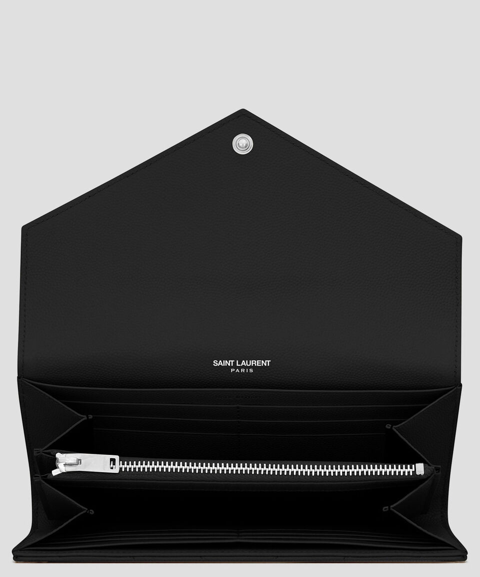 Saint Laurent Paris Cartera En Piel Con Líneas Mujer