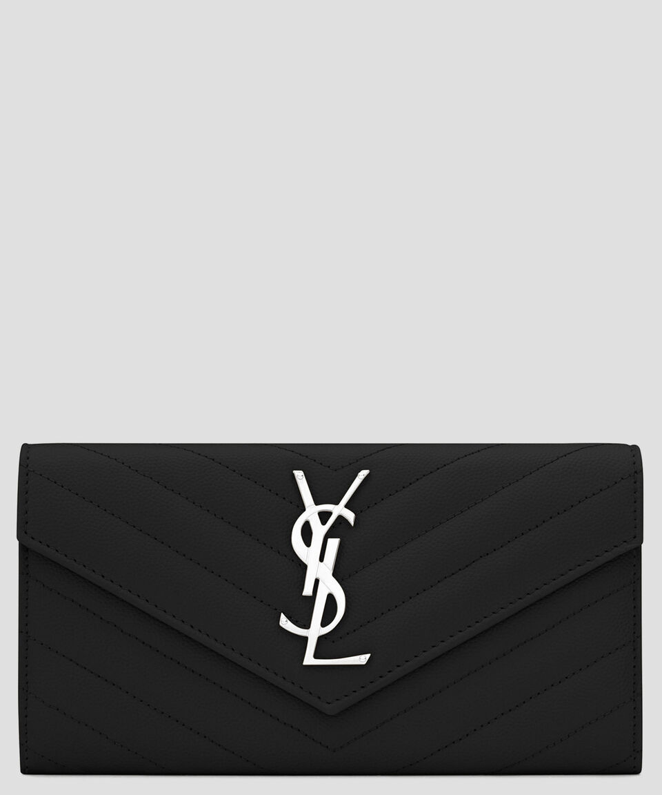 Saint Laurent Paris Cartera en piel con líneas Mujer