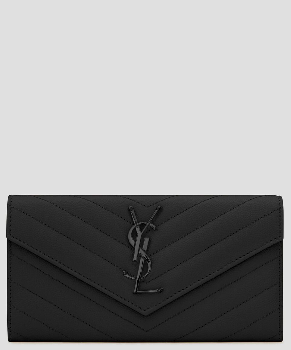 Saint Laurent Paris Cartera en piel con líneas Mujer
