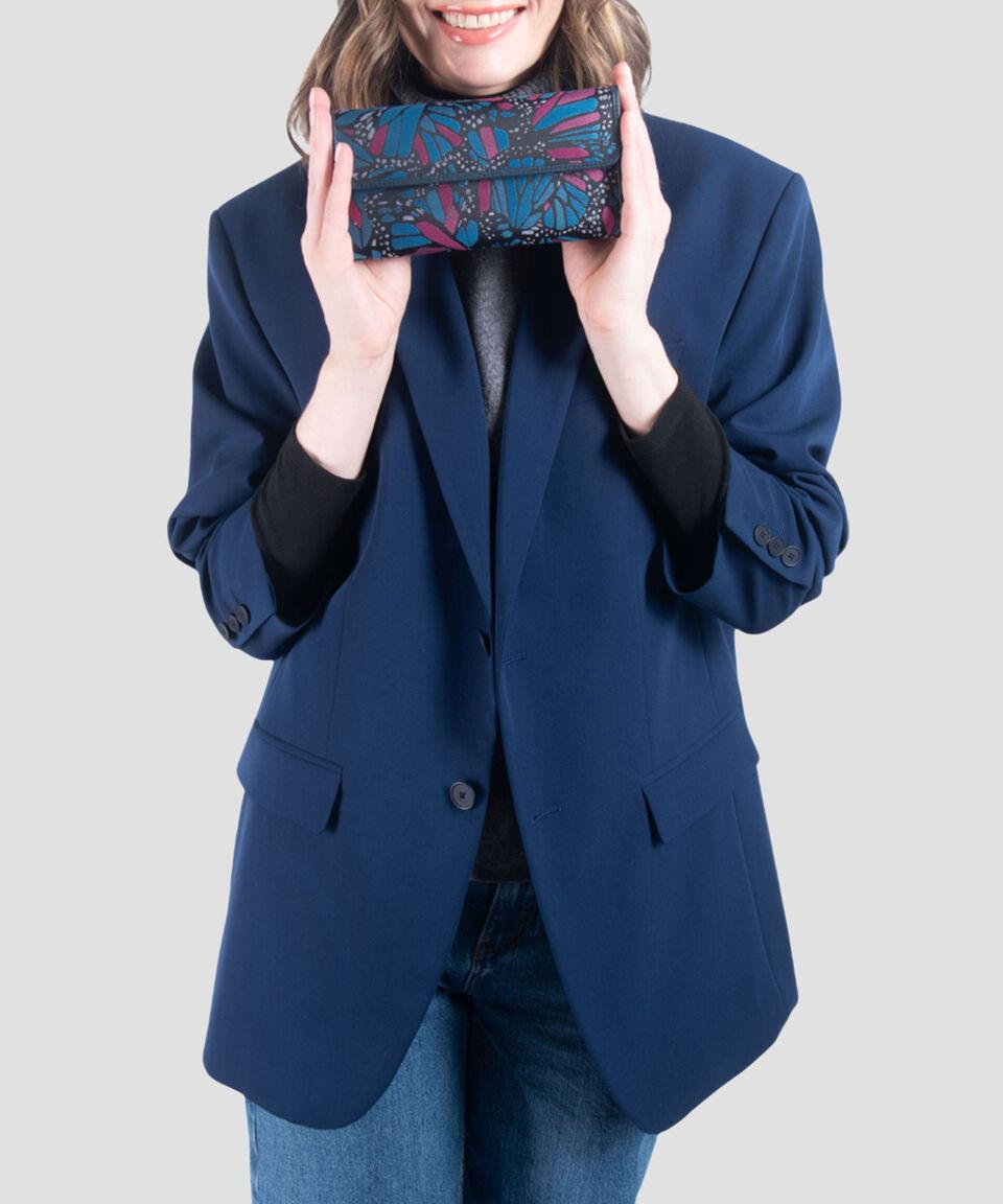 Pineda Covalin Cartera Mariposa Vitral En Piel Azul Rosa Mujer