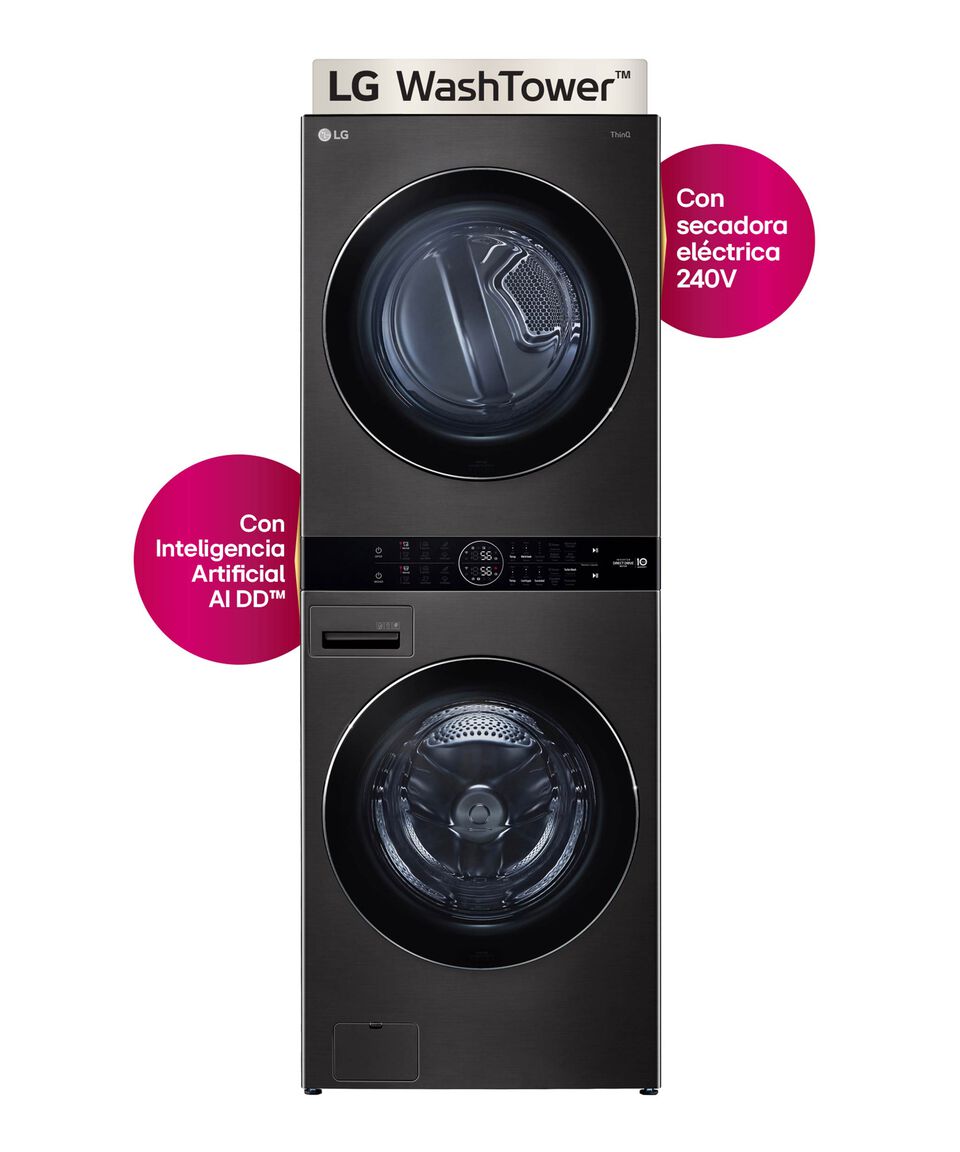 LG Centro de Lavado LG WashTower Eléctrico Frontal 22 Kg Negro