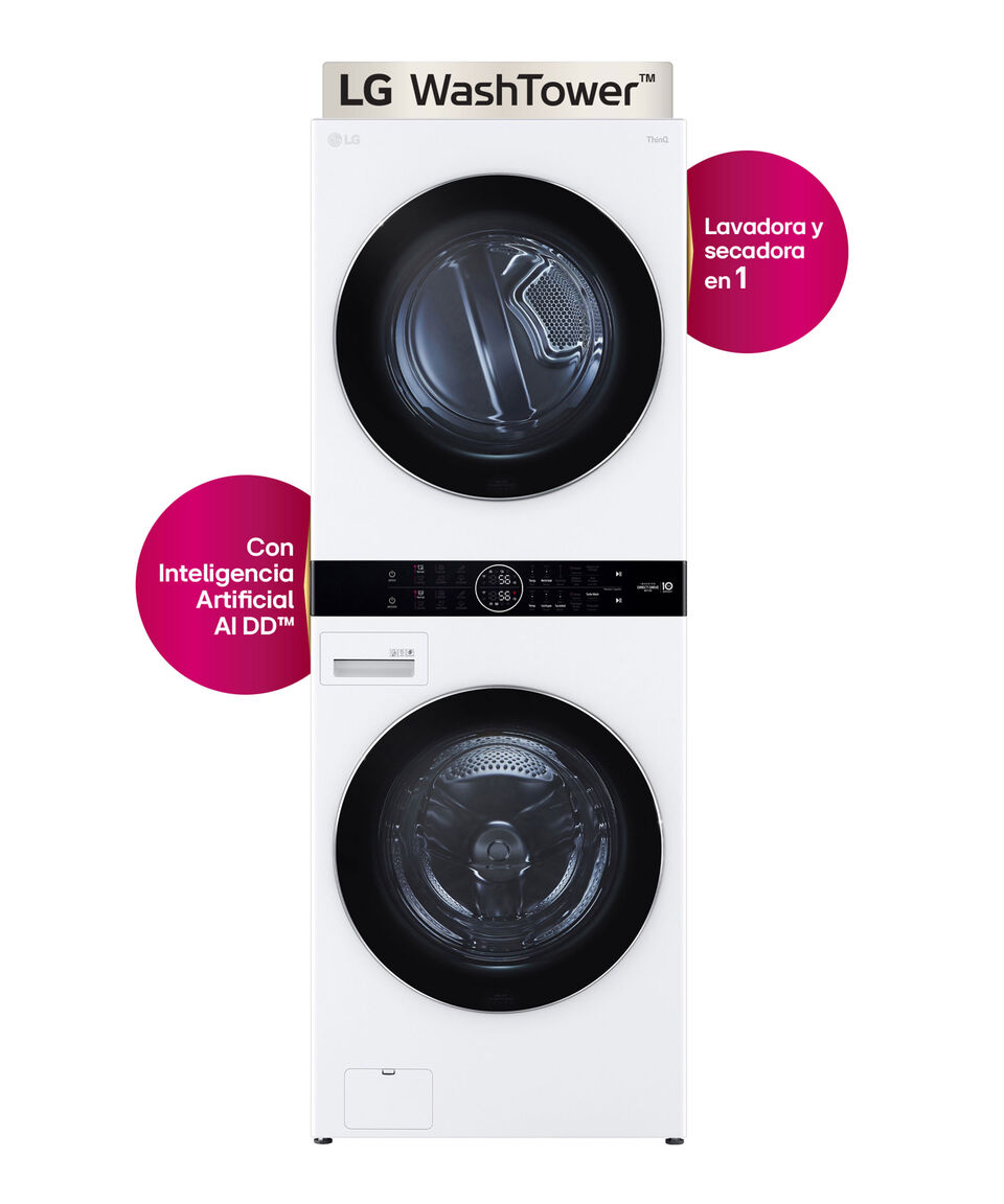 Lg Centro De Lavado WashTower Eléctrica - Gas Carga Frontal WK22WS6 22 Kg Blanco