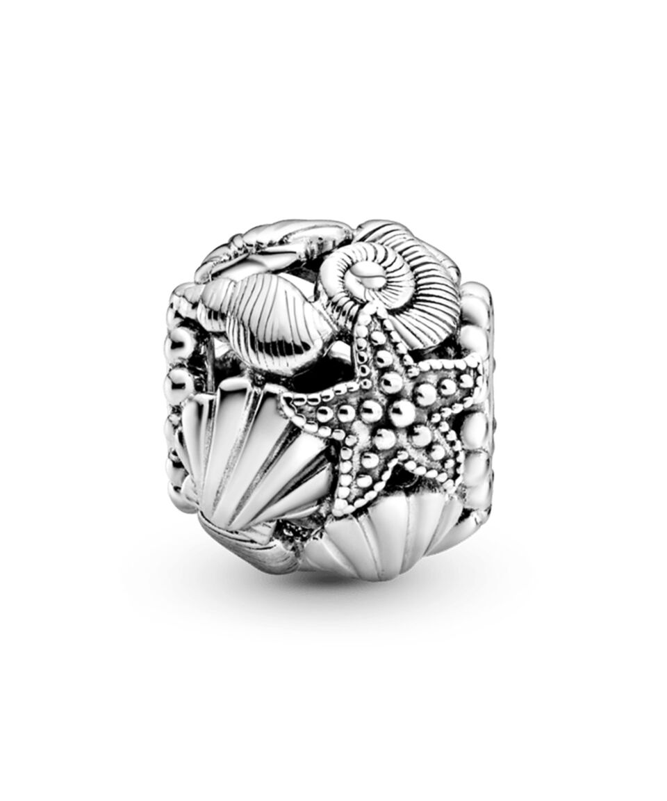 Pandora Charm En Plata Filigrana De Corazones Conchas Y Estrellas De Mar Mujer
