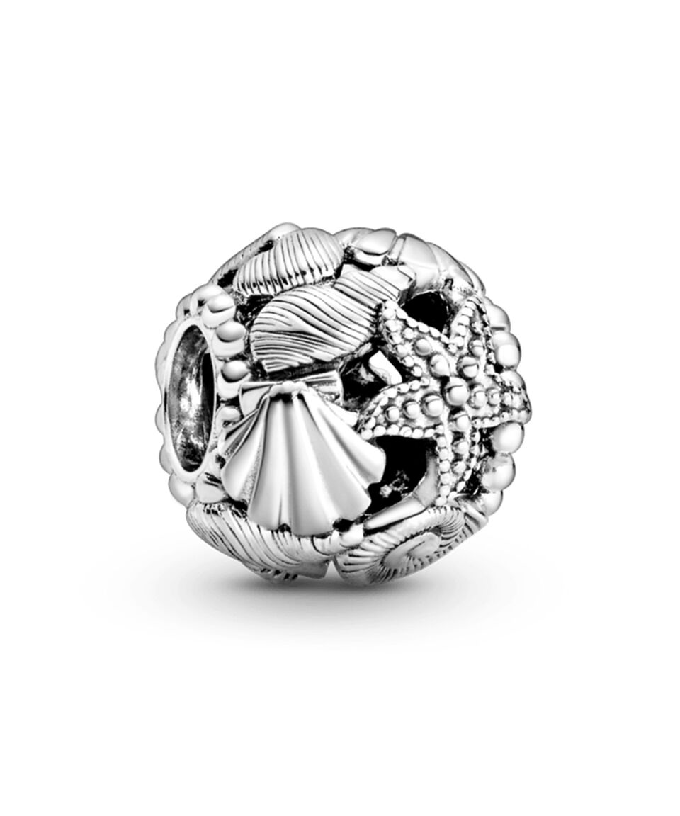 Pandora Charm en plata Filigrana de Corazones Conchas y Estrellas de Mar Mujer