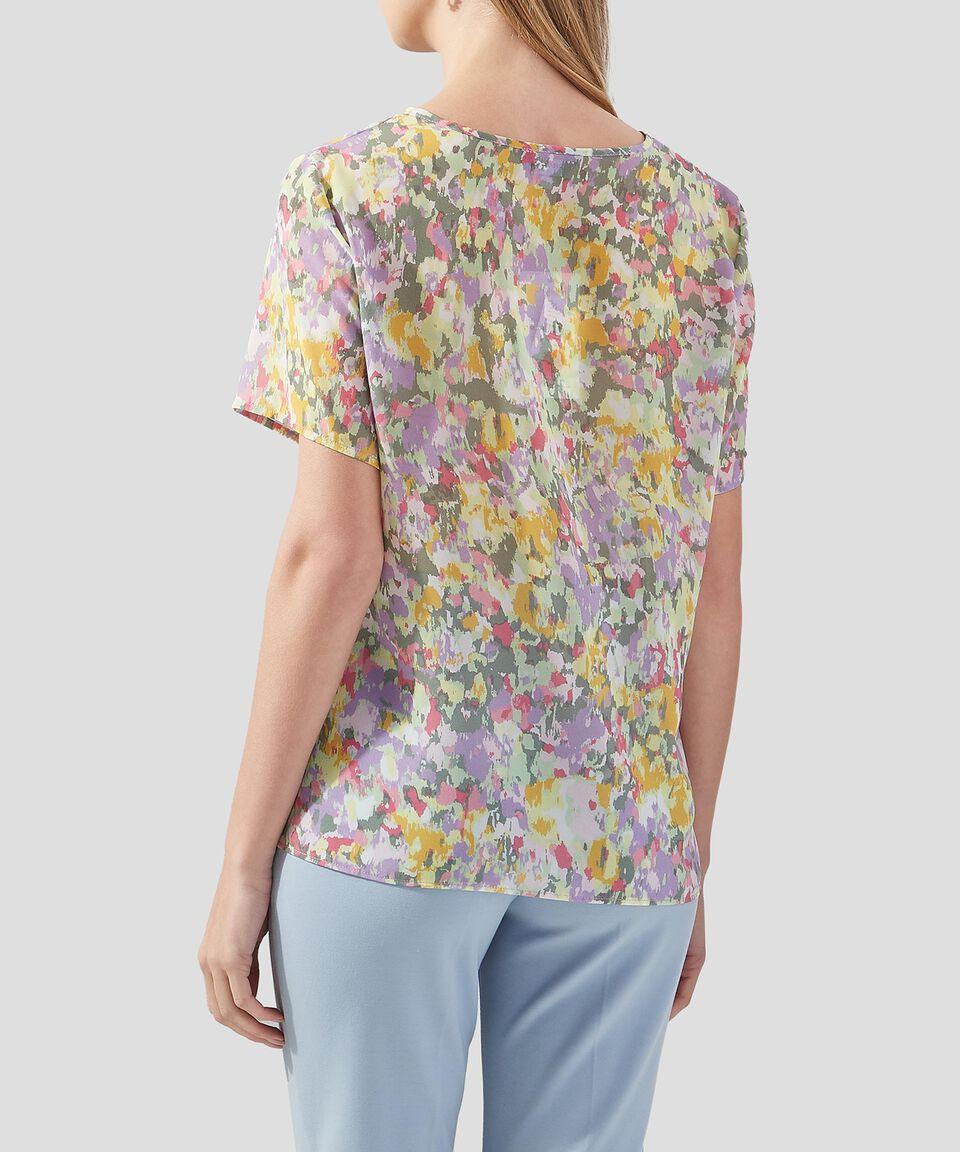 Charme Blusa Con Flores De Manga Corta Mujer
