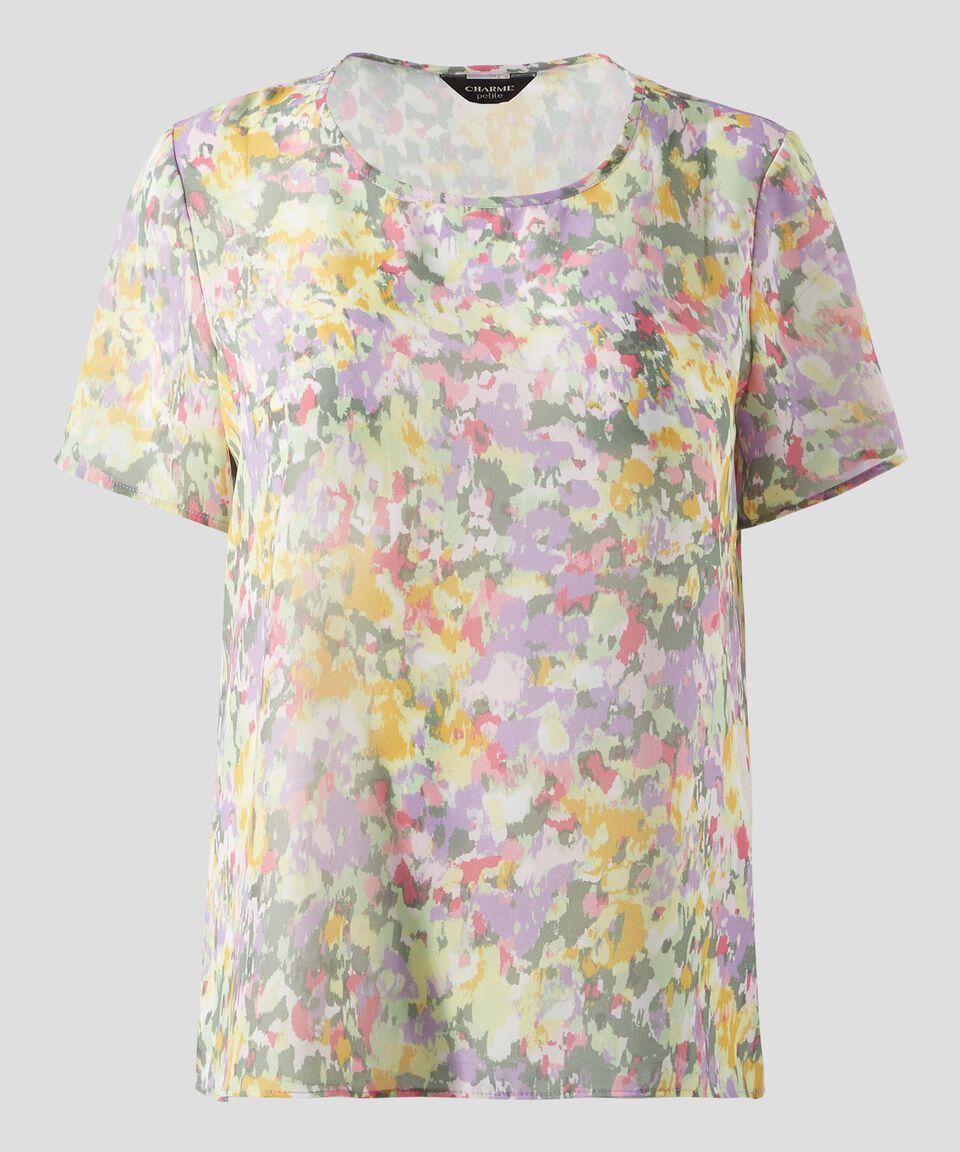 Charme Blusa Con Flores De Manga Corta Mujer