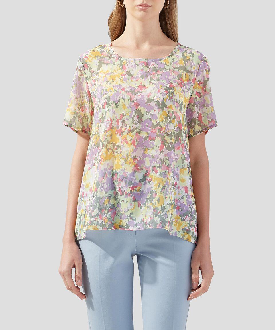 Charme Blusa con flores de manga corta Mujer