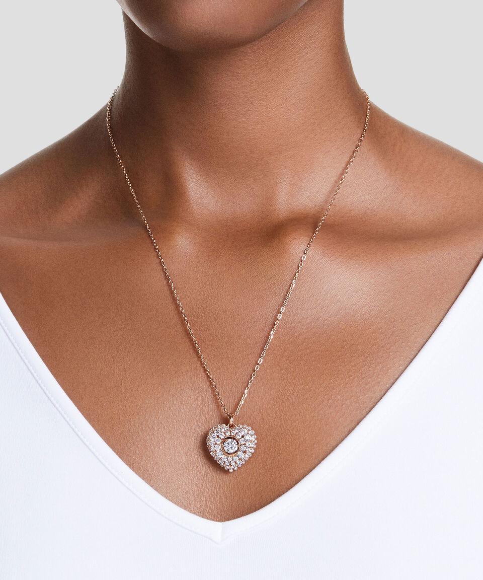 Swarovski Collar Con Corazón En Baño De Oro Rosa Con Zirconia Hyperbola Mujer
