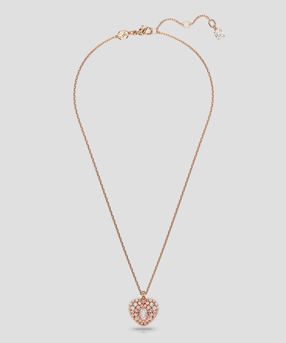 Swarovski Collar Con Corazón En Baño De Oro Rosa Con Zirconia Hyperbola Mujer
