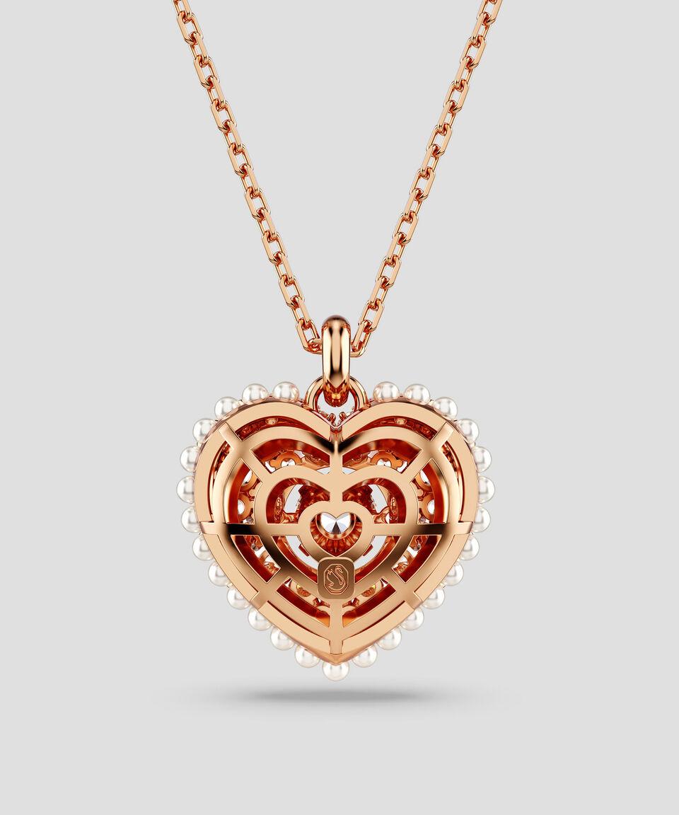 Swarovski Collar Con Corazón En Baño De Oro Rosa Con Zirconia Hyperbola Mujer