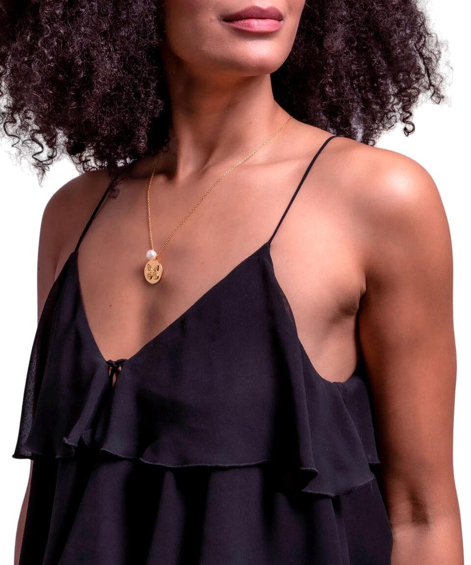 Pineda Covalin Collar Con Dije Circular De Mariposa Mujer