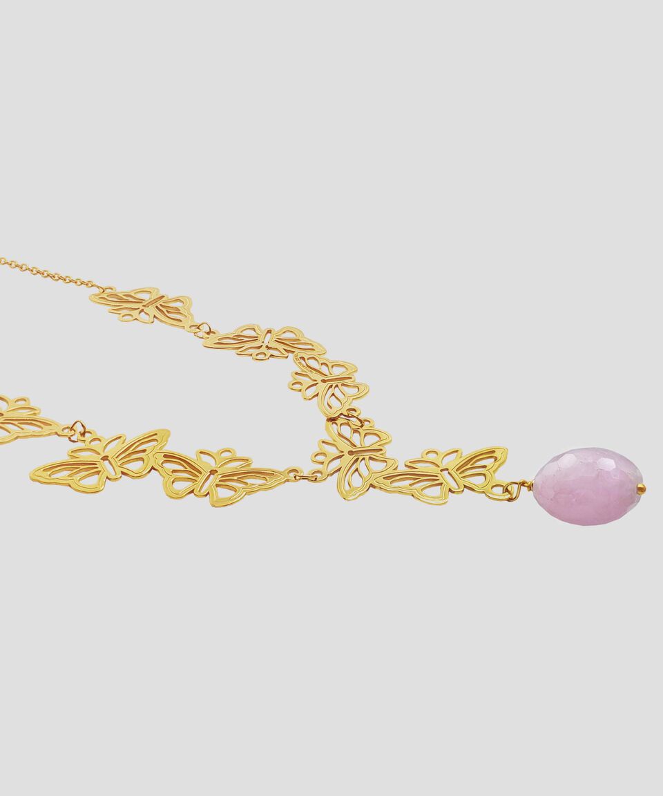 Tanya Moss Collar En Plata .925 Con 8 Mariposas E Incrustación De Kunzita Mujer