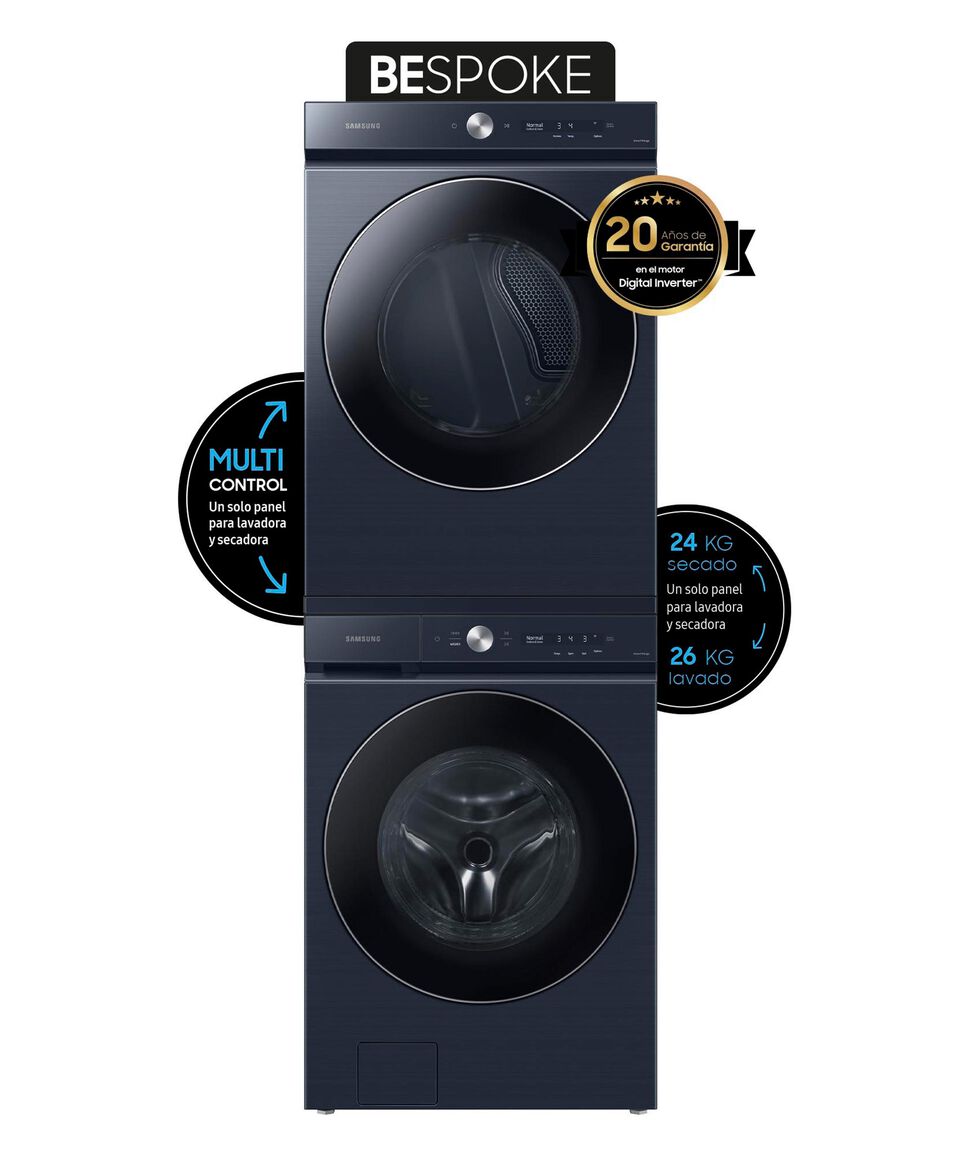 Samsung Combo de lavadora Bespoke 26 Kg + Secadora Bespoke 24 Kg Gas Natural (convertible a gas LP) Carga Frontal
