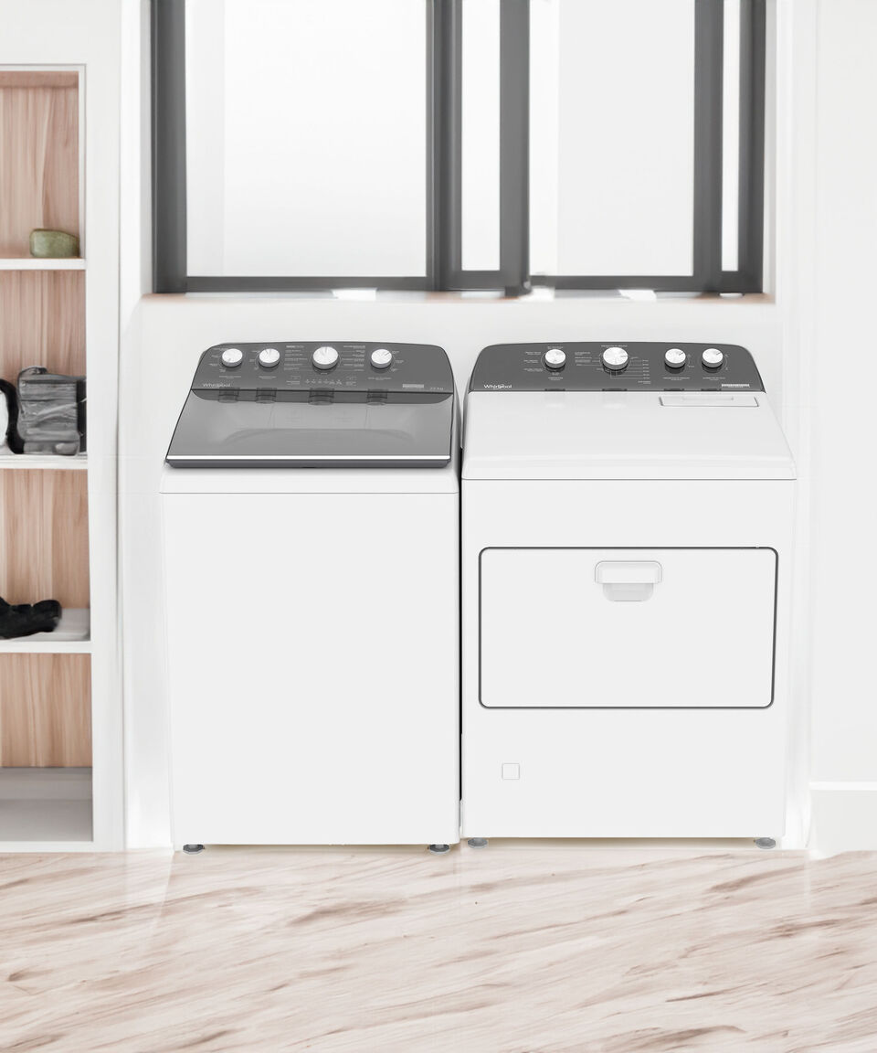 Whirlpool Combo Lavadora Carga Superior 22 Kg + Secadora A Gas Carga Frontal 21 Kg Blanco