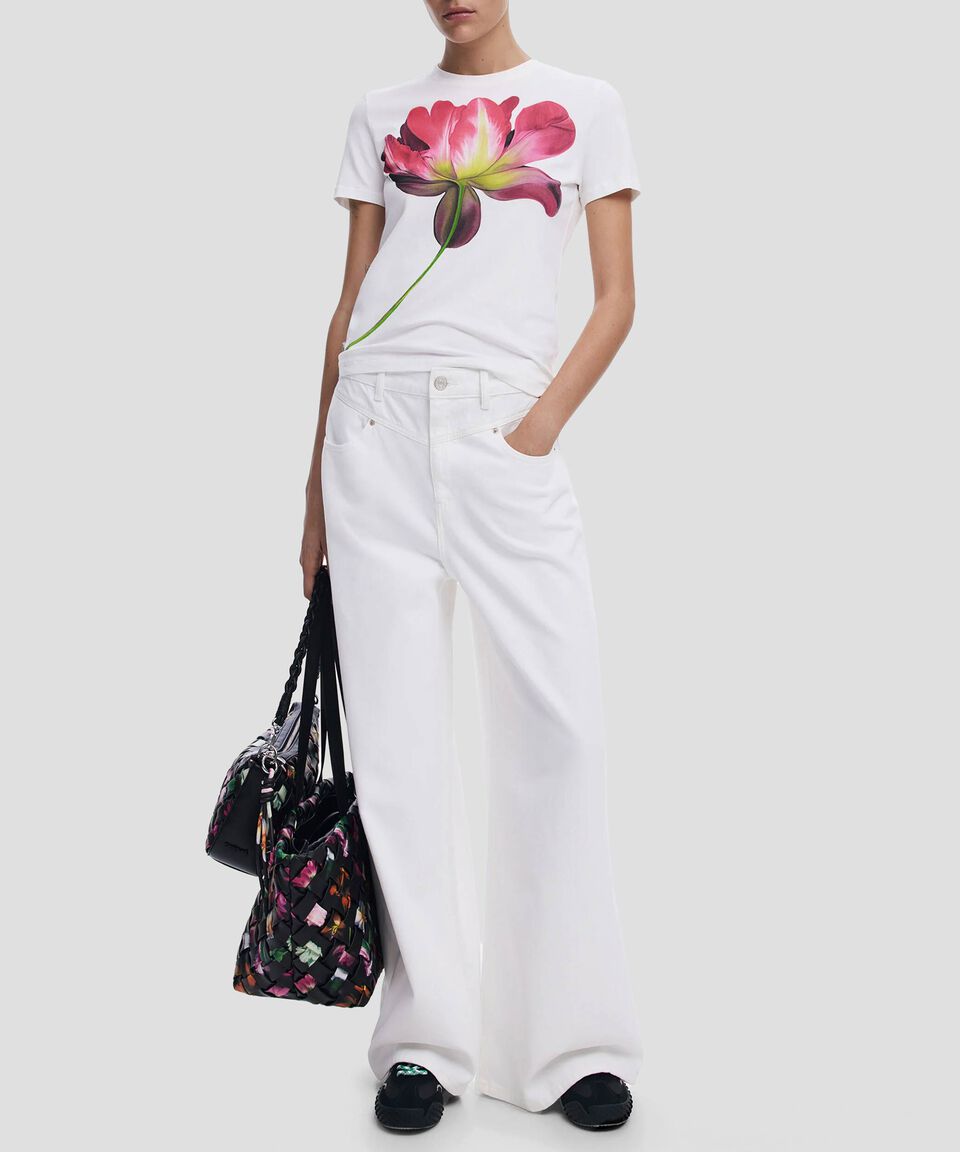 Desigual Camiseta Flor Grande Mujer