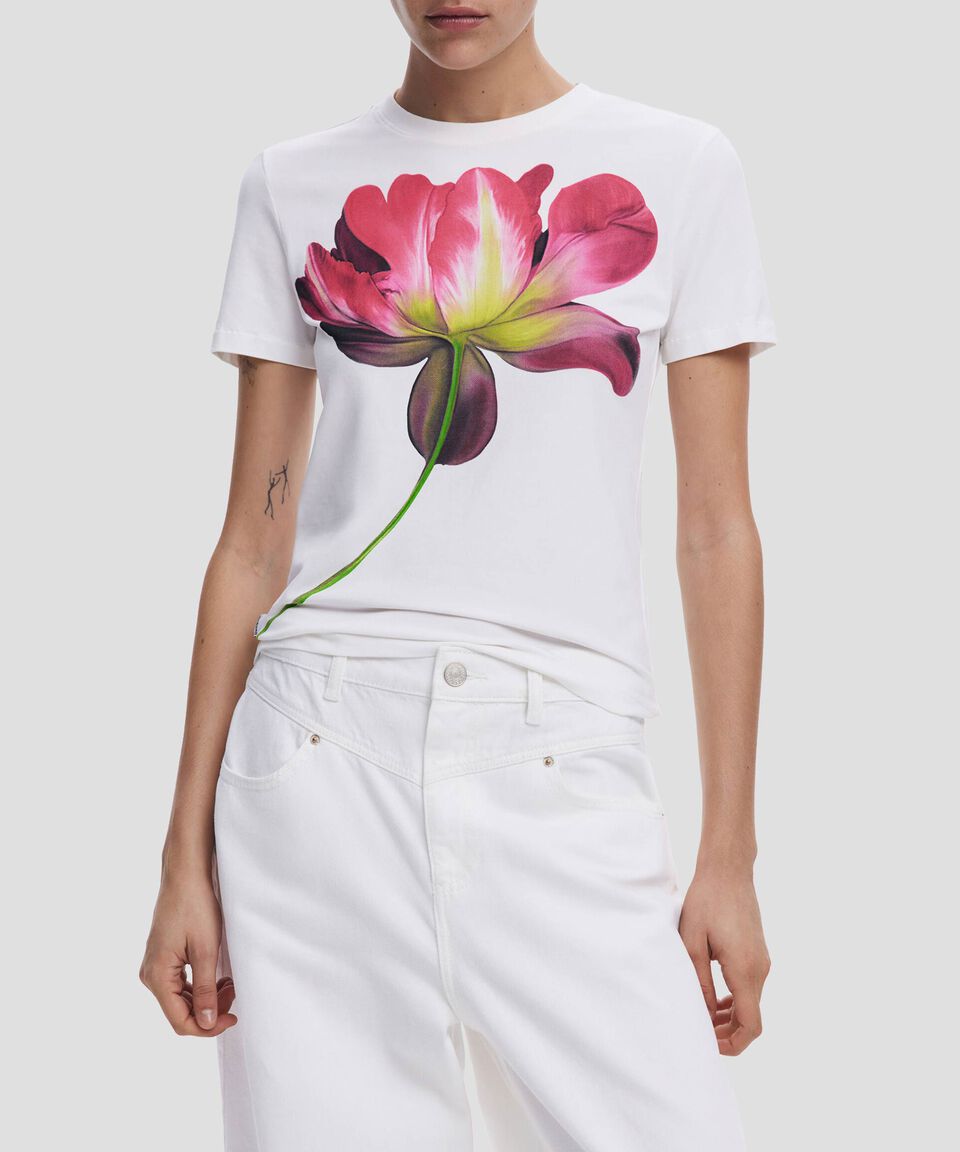 Desigual Camiseta flor grande Mujer