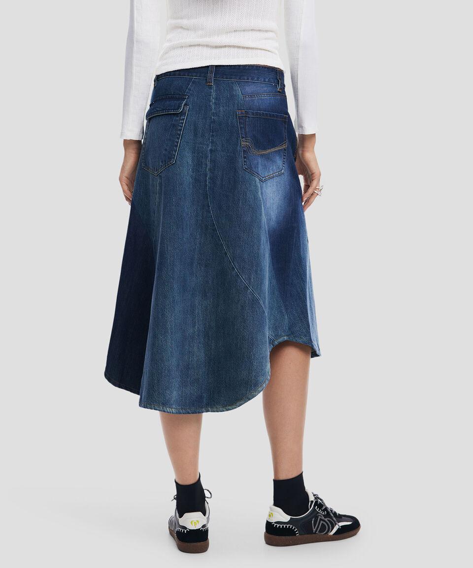 Desigual Falda Larga De Corte A En Mezclilla Mujer
