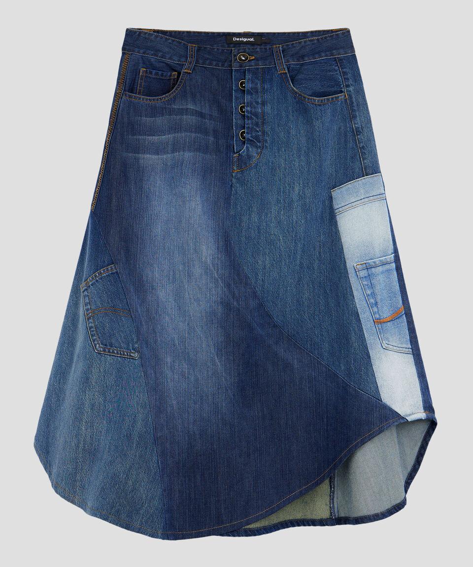 Desigual Falda Larga De Corte A En Mezclilla Mujer