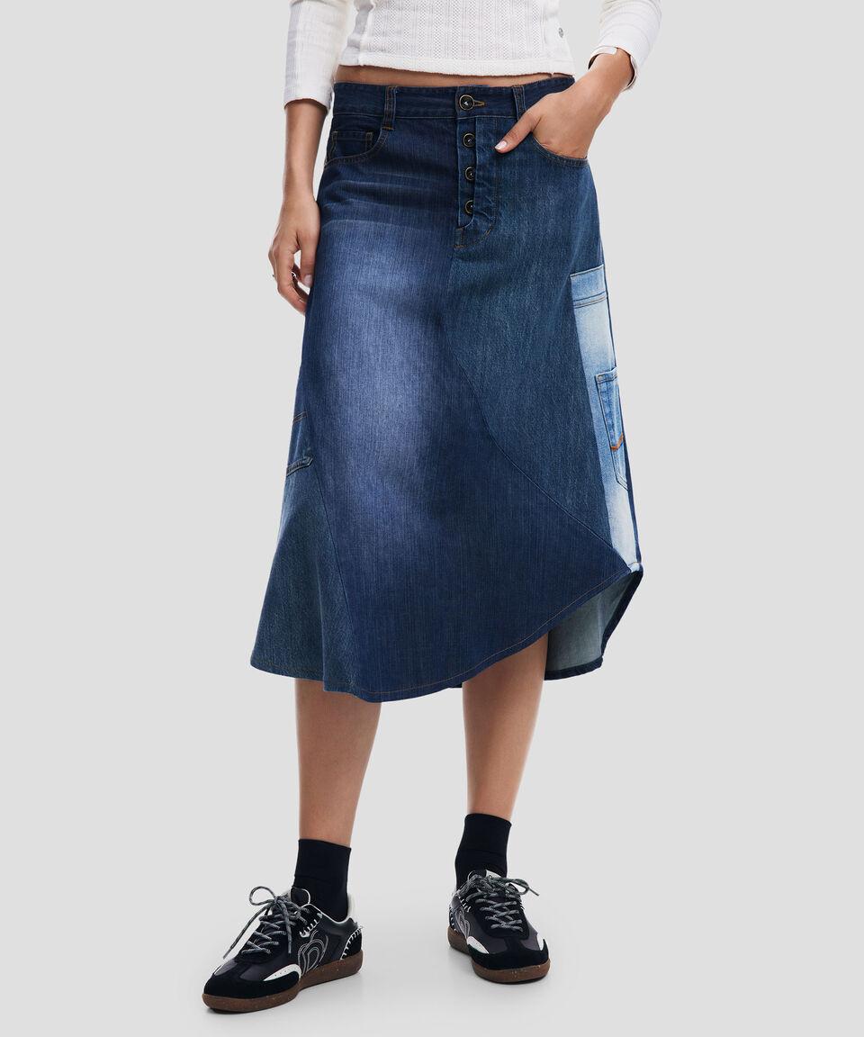 Desigual Falda larga de corte A en mezclilla Mujer