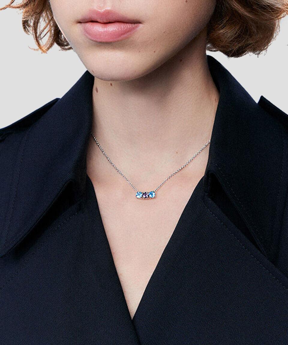 Suarez Dije Con Collar Utopian En Plata 925 Con Incrustación De Topacio Y Piedras Mujer