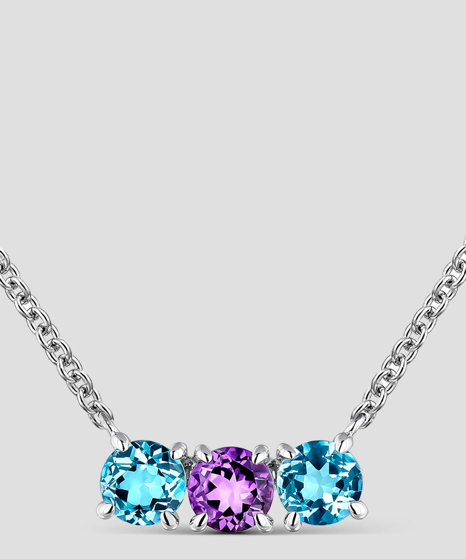 Suarez Dije Con Collar Utopian En Plata 925 Con Incrustación De Topacio Y Piedras Mujer