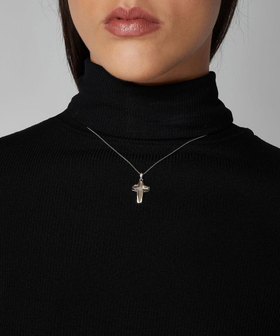 Eternity Dije De Cruz Con Cadena En Oro Blanco De 14 Kilates Mujer