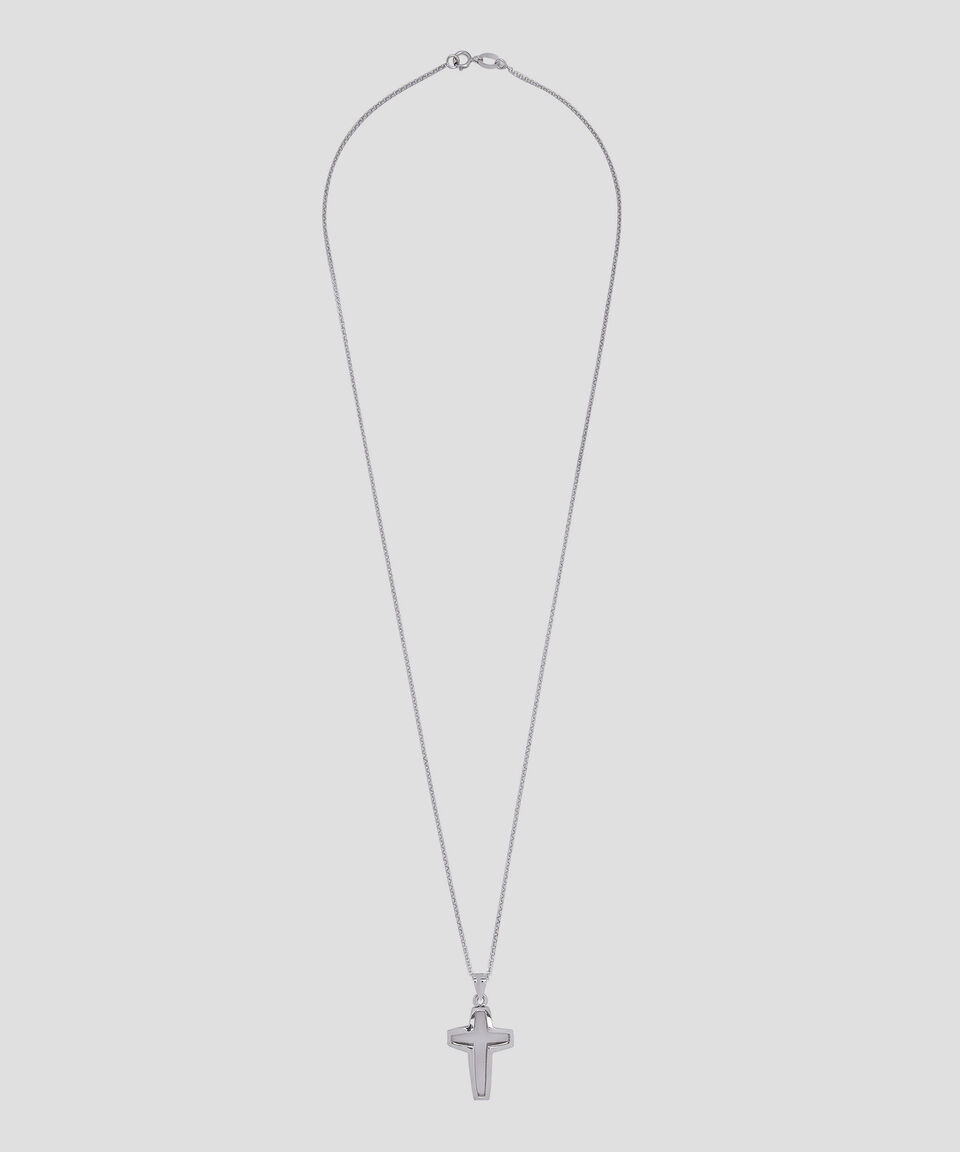 Eternity Dije De Cruz Con Cadena En Oro Blanco De 14 Kilates Mujer