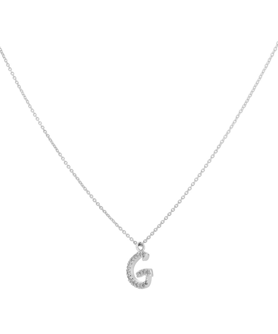 Valoro Dije En Letra "G" Y Cadena En Oro Blanco 14 Kts Mujer