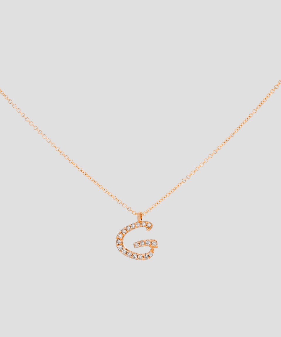 Valoro Dije Letra "G" en Oro rosa de 14 kilates Iniciales con diamantes Mujer
