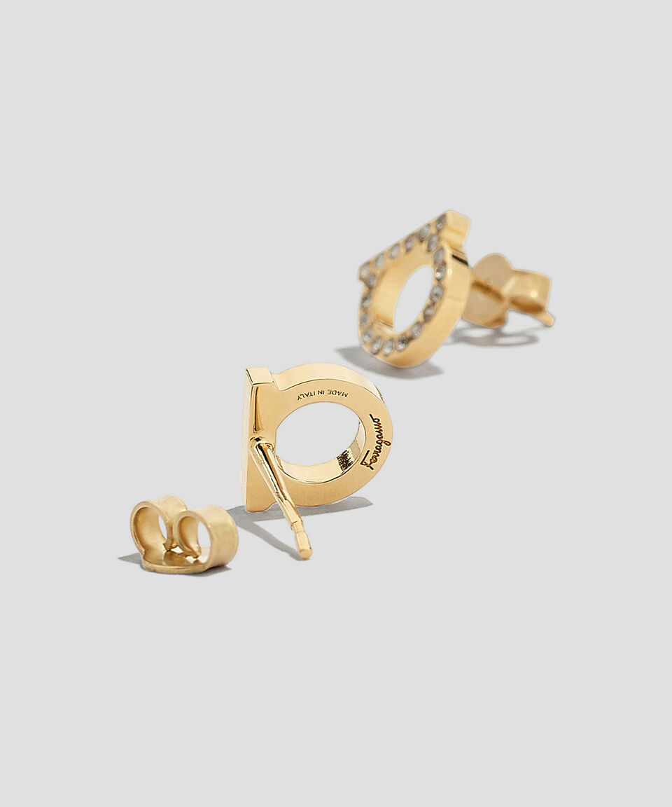 Ferragamo Aretes Con Cristales Gancini Mujer