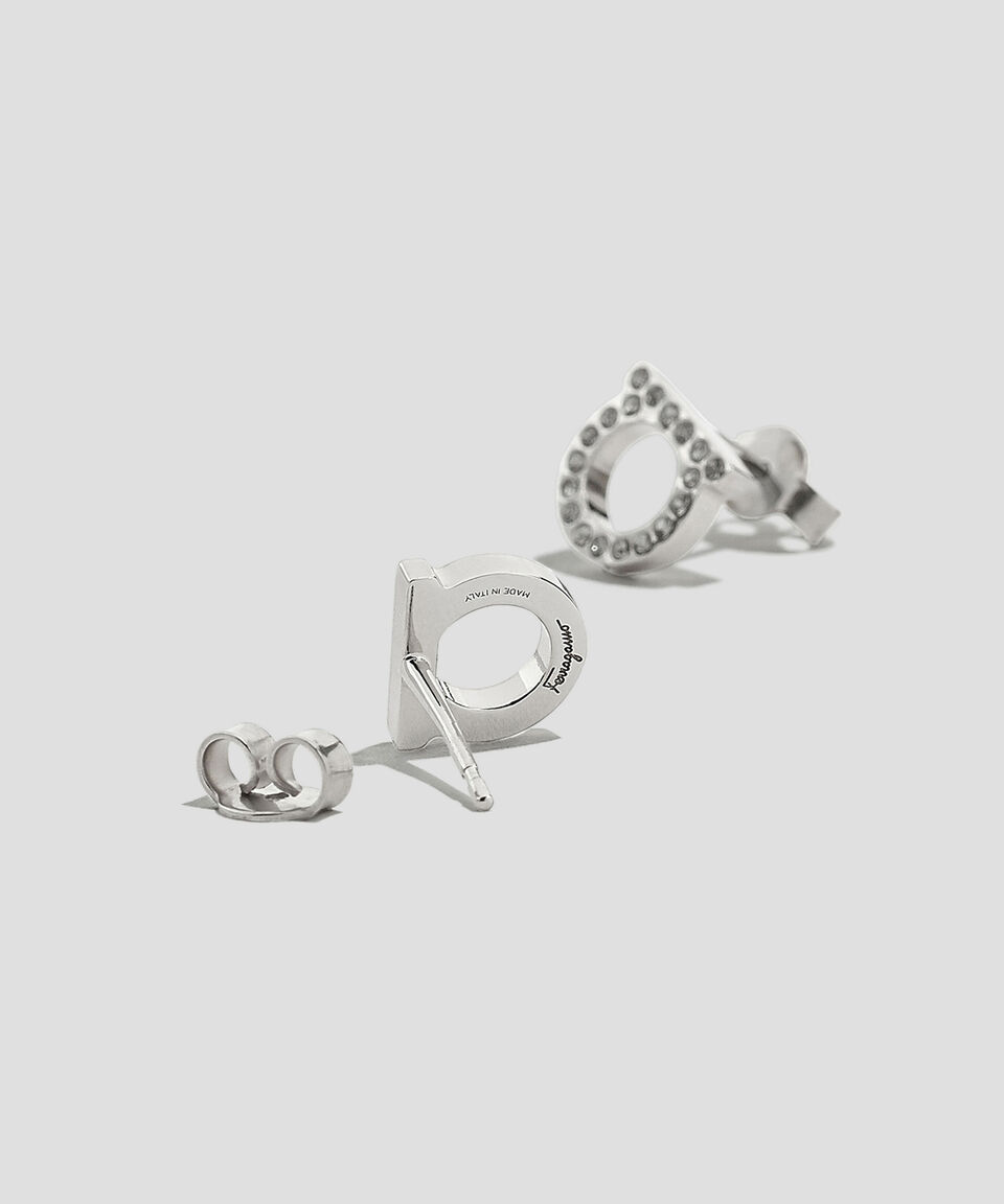 Ferragamo Aretes Con Cristales Gancini Mujer