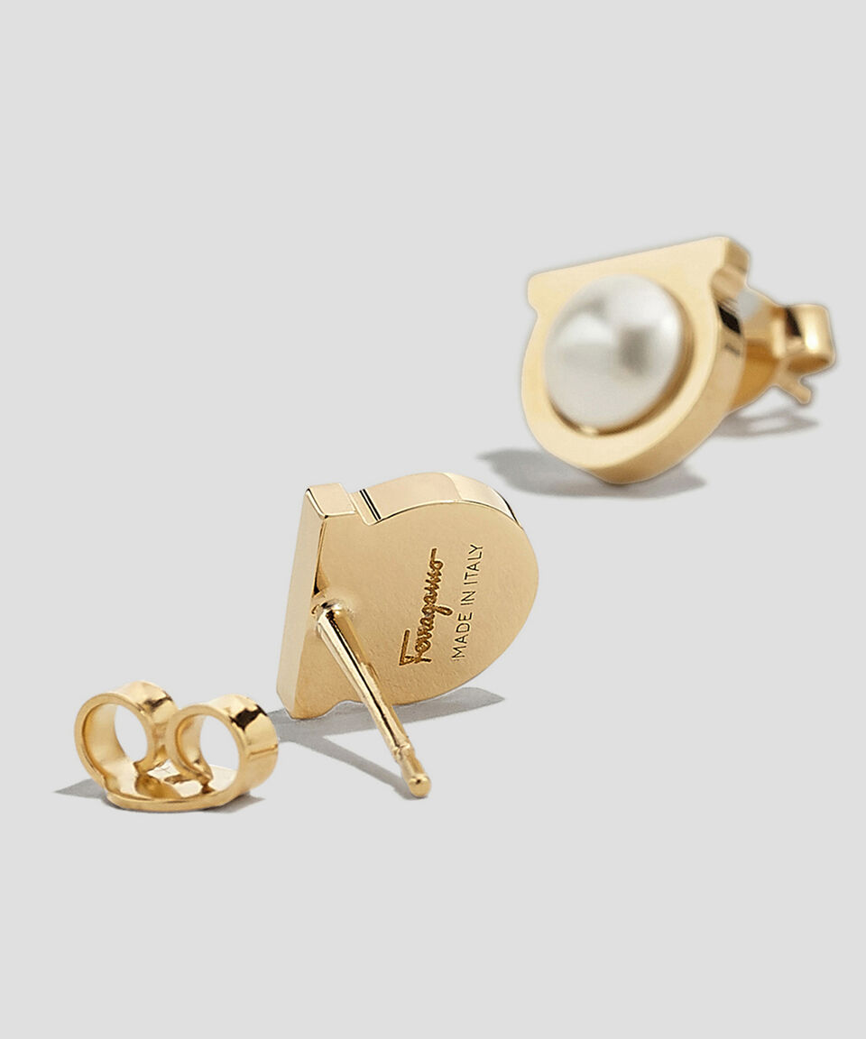 Ferragamo Aretes Con Perlas Gancini Mujer